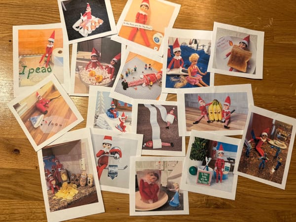 Photo montage of Naughty Christmas Elf escapades shared by others on social media and websites